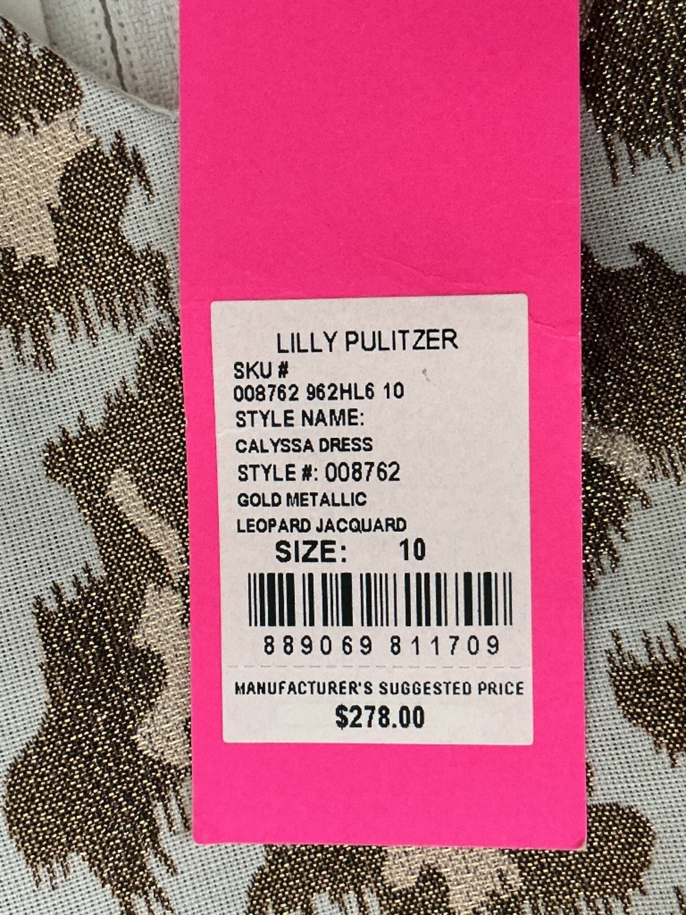Lilly Pulitzer sz 10 Calyssa Dress Gold Metallic Leopard Jacquard NWT - Picture 5 of 8